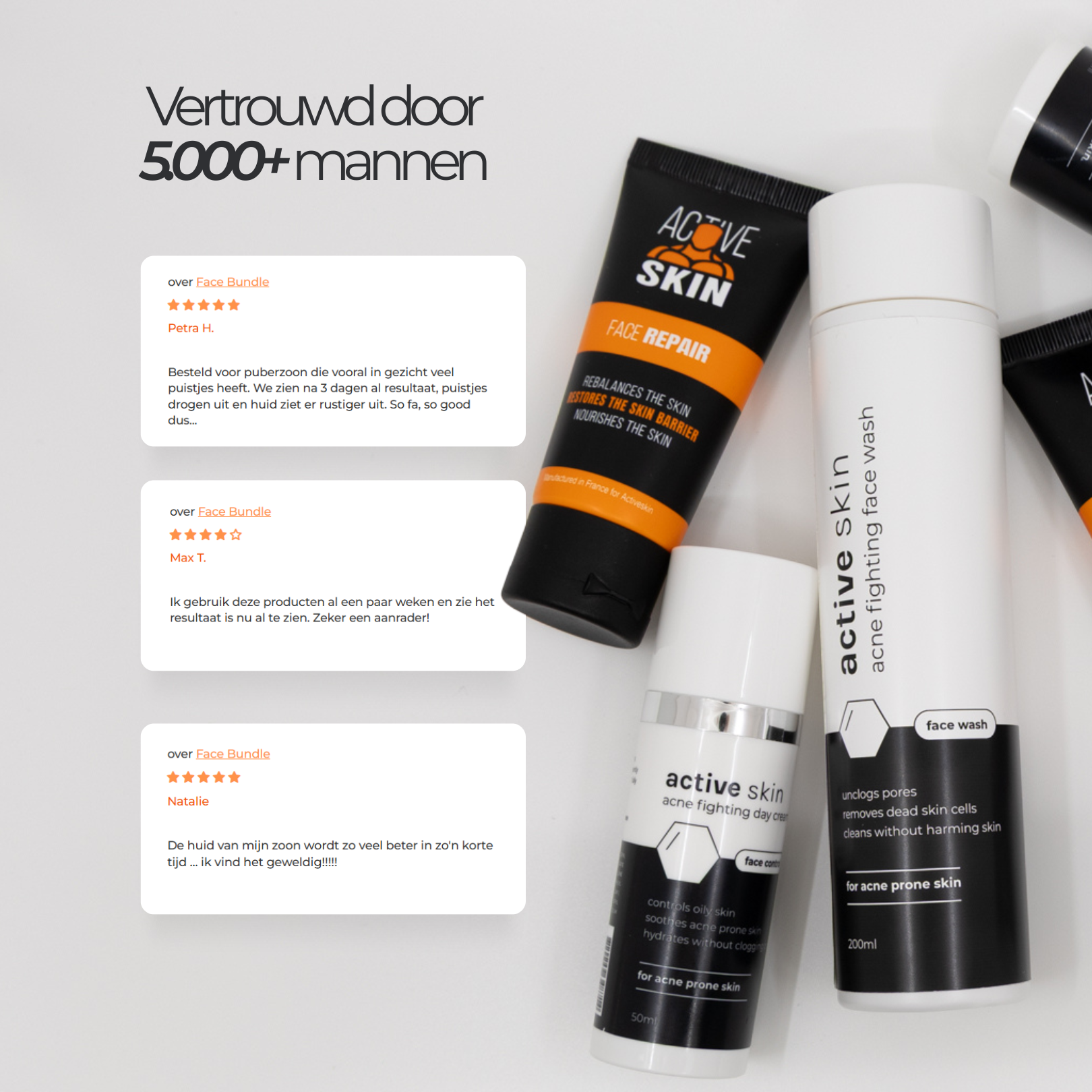 Face Bundle - Complete Acne Verzorgingsroutine met Face Wash, Dag- & Nachtcrème