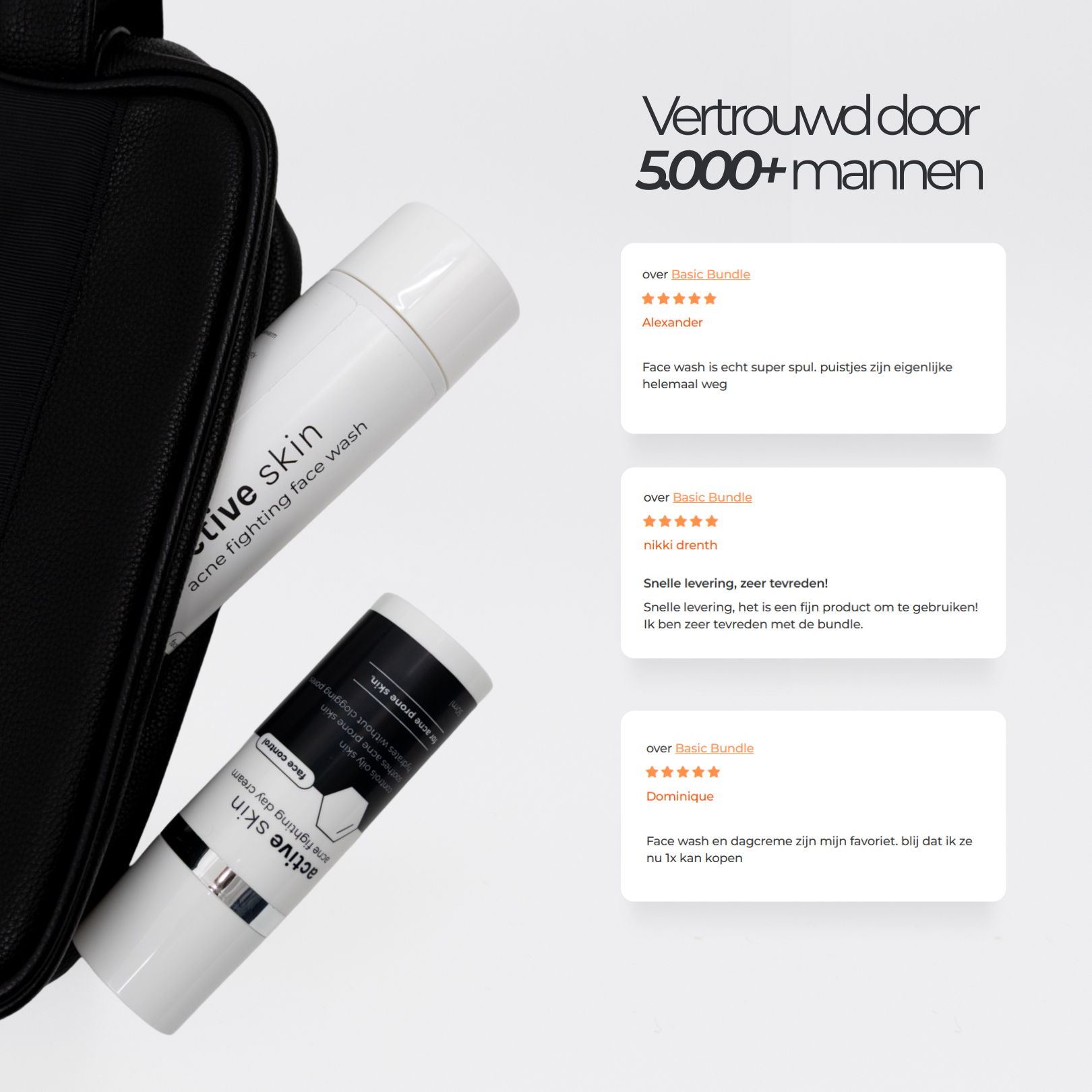 Basic Bundle – Basis Acne Routine met Face Wash & Dagcrème tegen Onzuiverheden & Puistjes