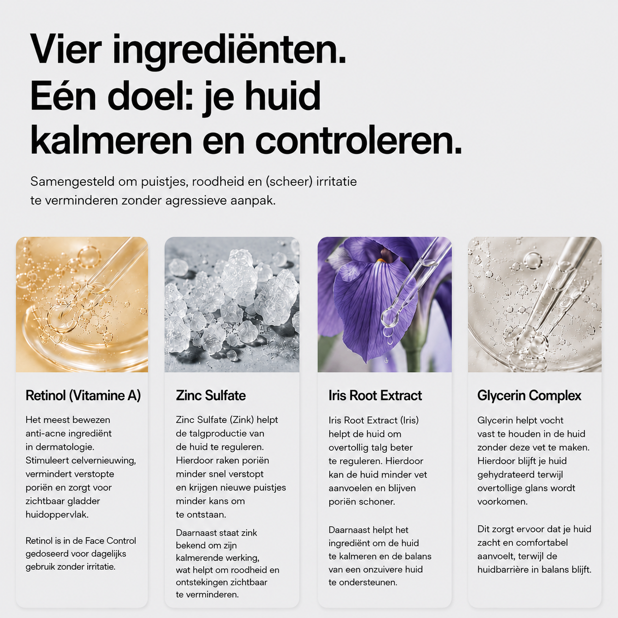 Face Control - Dagcrème Mannen met Retinol en Zink tegen Acne & Onzuiverheden