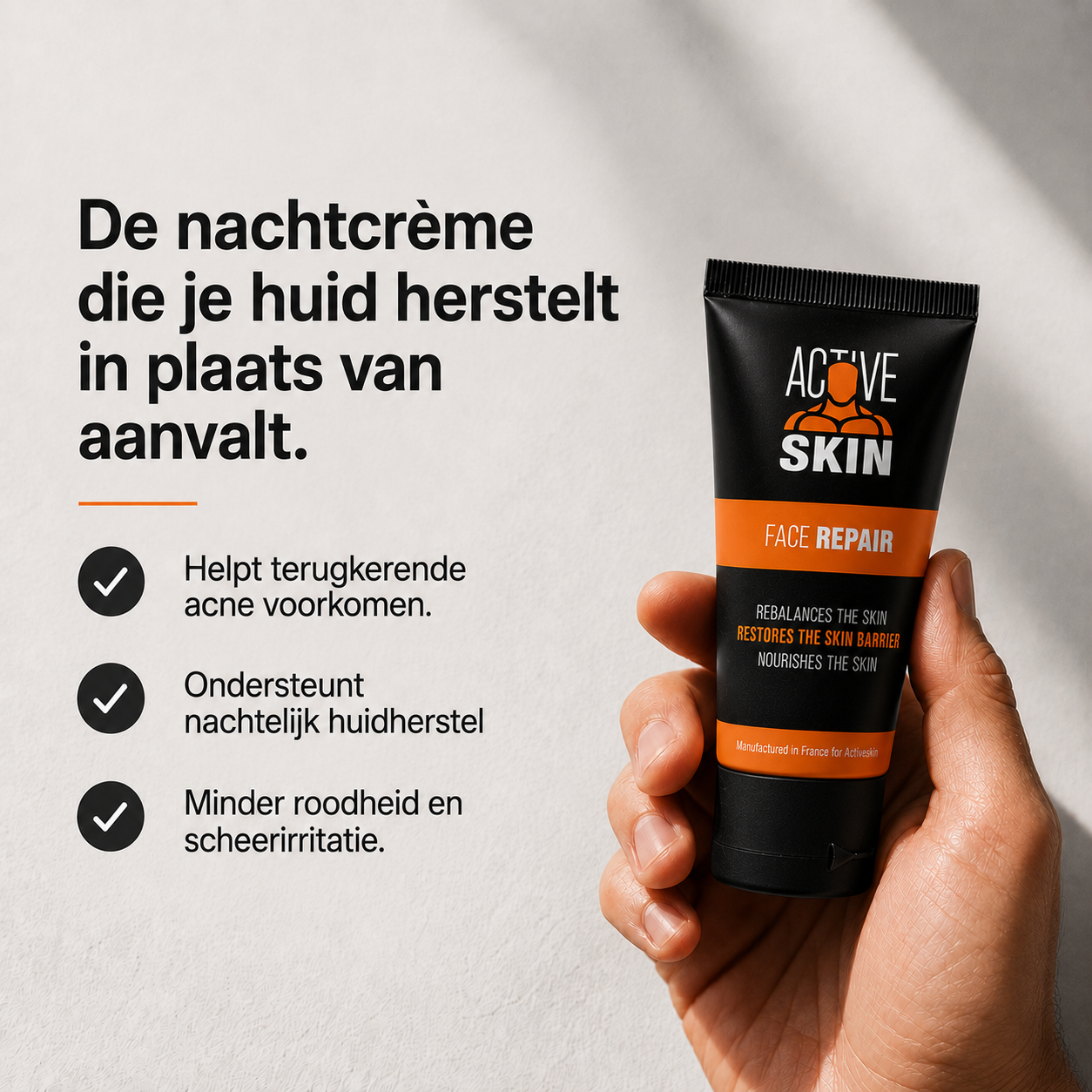 Face Repair - Nachtcreme Mannen met Hyaluronzuur tegen Acne & Puistjes