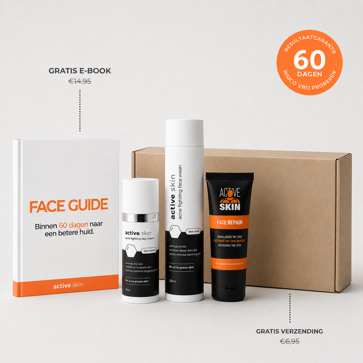 Face Bundle - Complete Acne Verzorgingsroutine met Face Wash, Dag- & Nachtcrème