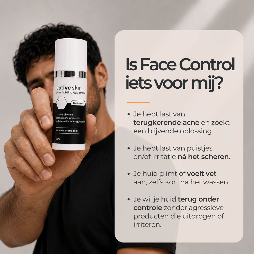 Face Control - Dagcrème Mannen met Retinol en Zink tegen Acne & Onzuiverheden