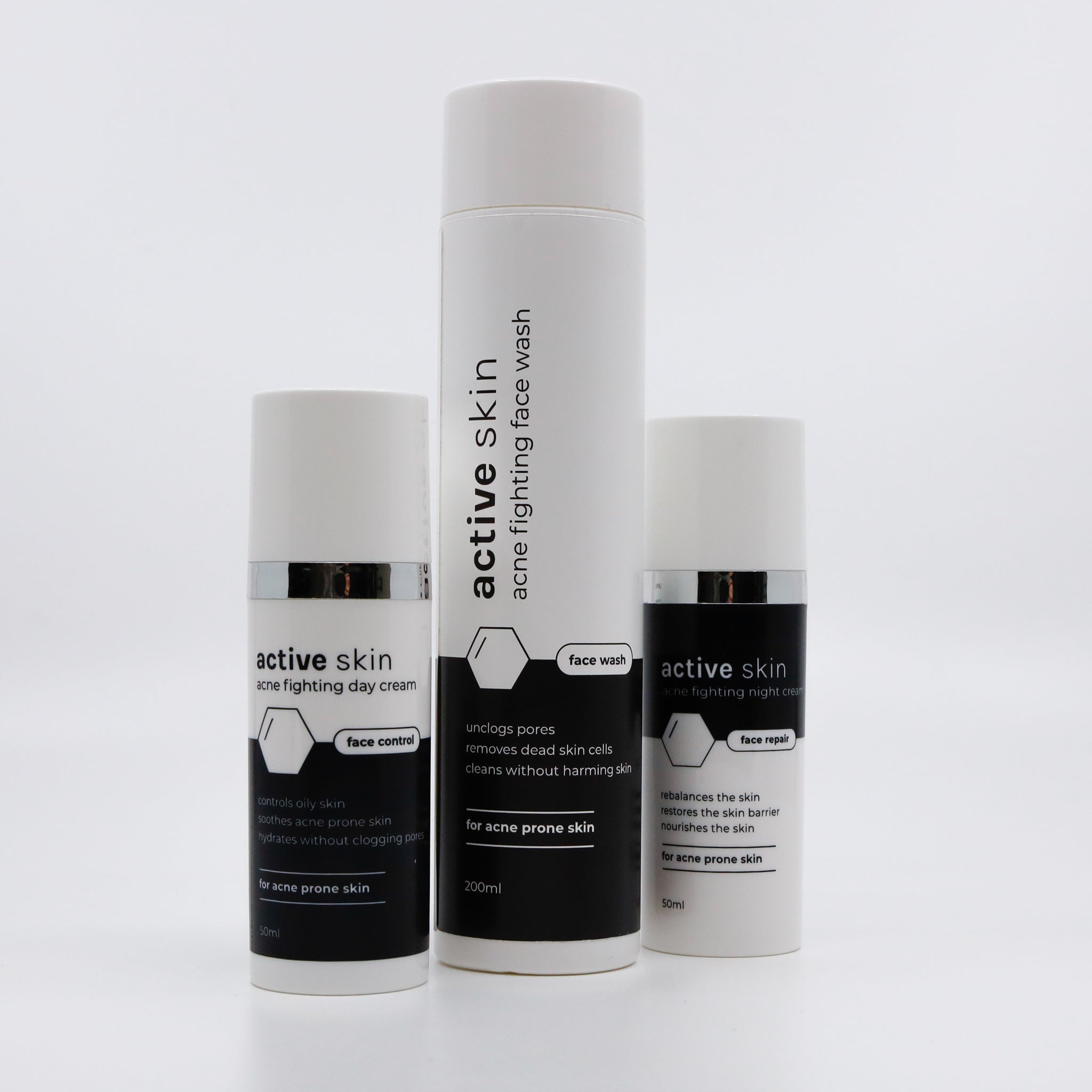 Face Bundle - Complete Acne Verzorgingsroutine met Face Wash, Dag- & Nachtcrème