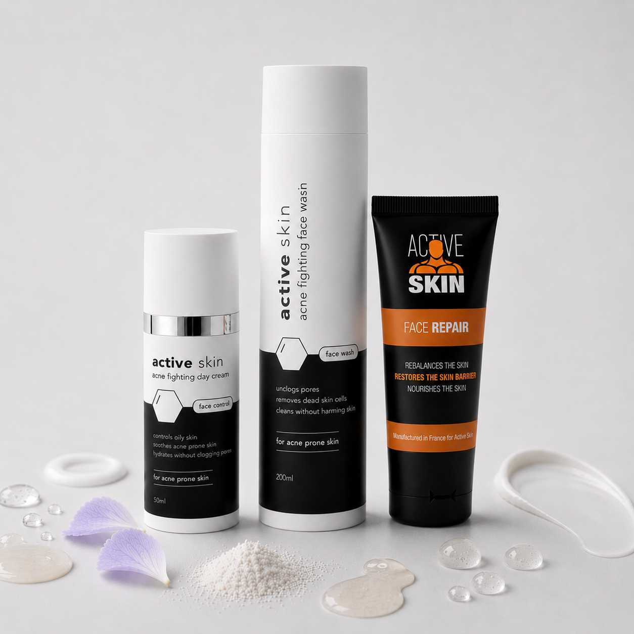 Face Bundle - Complete Acne Verzorgingsroutine met Face Wash, Dag- & Nachtcrème