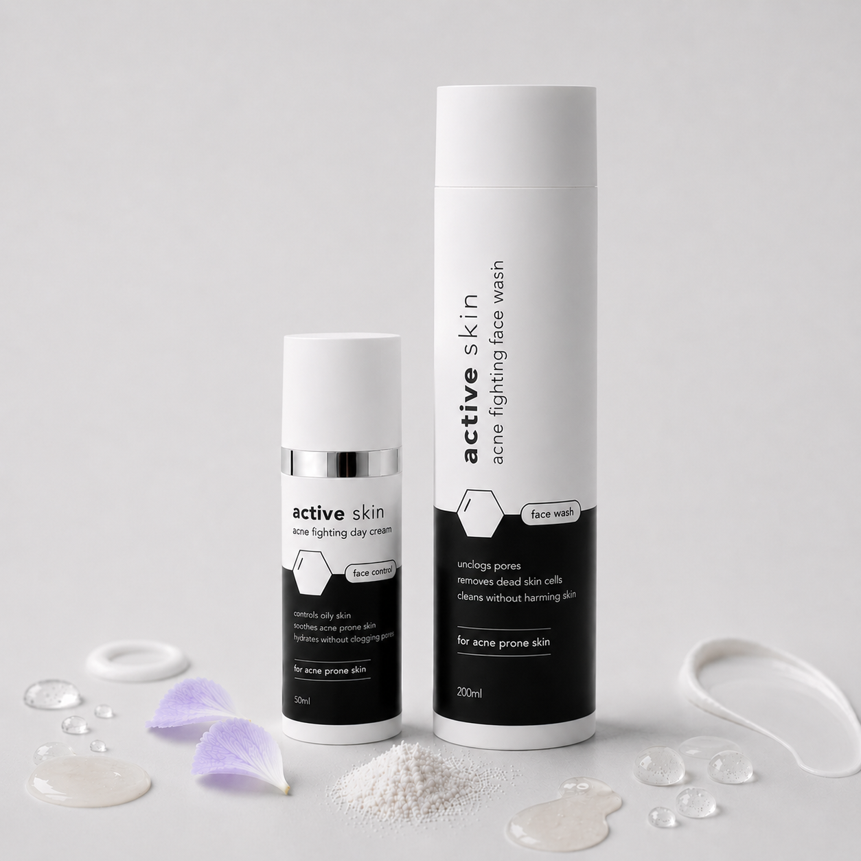Basic Bundle – Basis Acne Routine met Face Wash & Dagcrème tegen Onzuiverheden & Puistjes