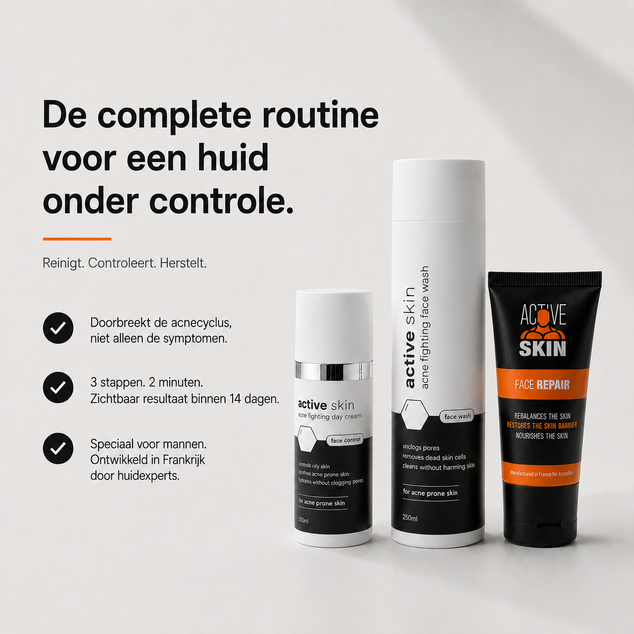 Face Bundle - Complete Acne Verzorgingsroutine met Face Wash, Dag- & Nachtcrème
