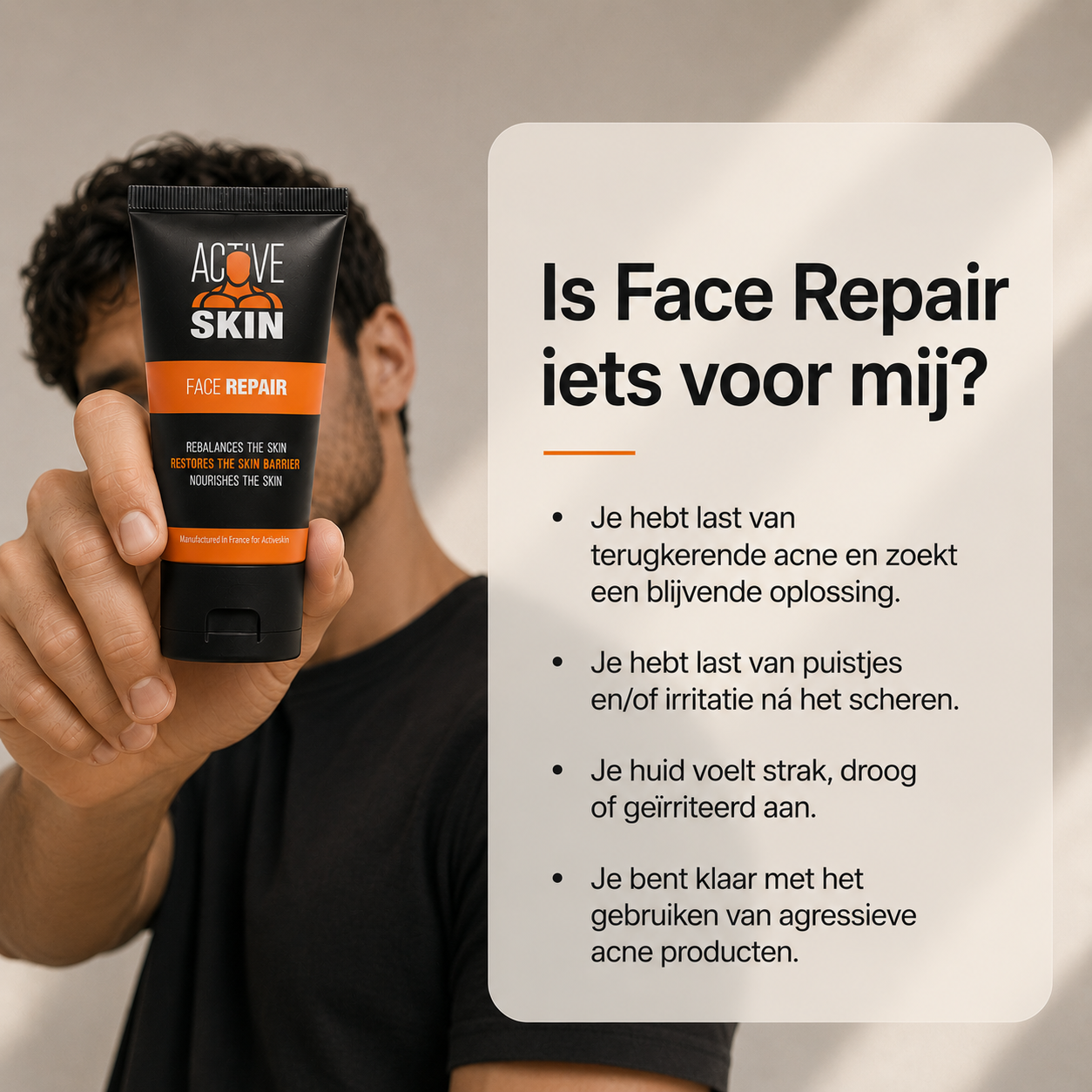 Face Repair - Nachtcreme Mannen met Hyaluronzuur tegen Acne & Puistjes