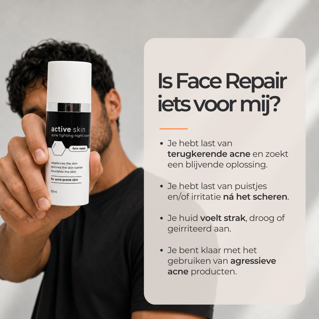 Face Repair - Nachtcreme Mannen met Hyaluronzuur tegen Acne & Puistjes